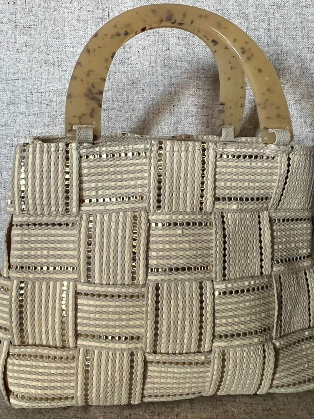 Vintage M&G Bertini Tote Made in Italy Cream/Gold